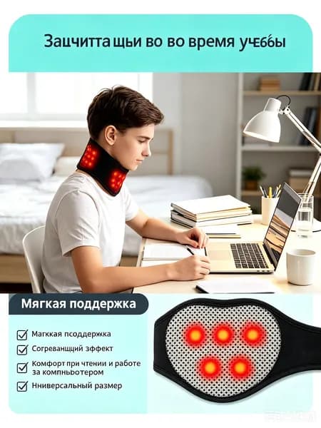 Бандаж для шеи с турмалином согревающий, магниты 5 шт.