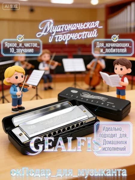 Губная гармошка диатоническая, серебряная