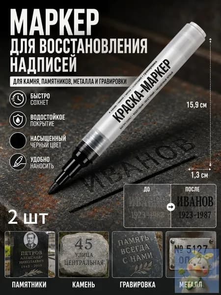 Маркер Лаковый, толщина: 2.5 мм, 2 шт.для каллиграфии, для выделения текста