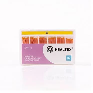 Штифты эндоканальные гуттаперчевые Healtex, конусность 02, размер 20, 120 шт