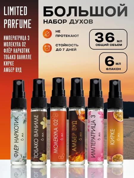 Духи женские стойкие набор пробников Limited Parfume 36 мл