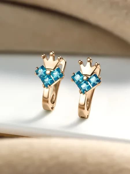 Детские серьги корона серебро 925 с фианитами