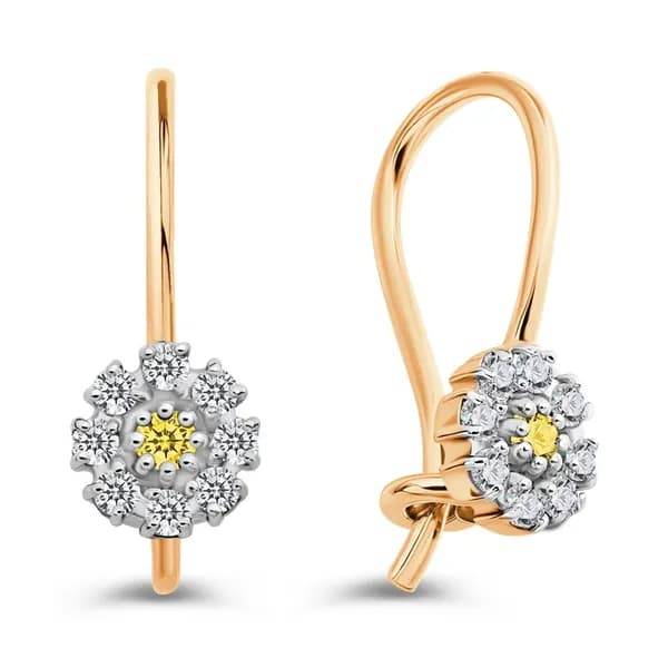 Серьги детские с фианитами из красного золота 375 пробы 585GOLD