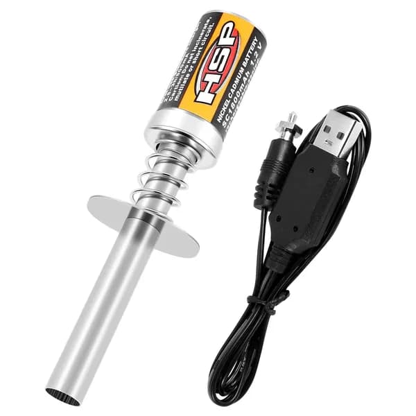 Зарядное устройство для свечи накаливания RC Nitro 1.2 V 1800 mAh, USB / для бензиновых двигателей "1/10, 1/8".