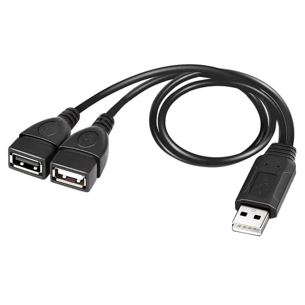 Разветвительный кабель USB, USB 2.0 A Male to Dual USB Female Jack Y Splitter Charger Cable