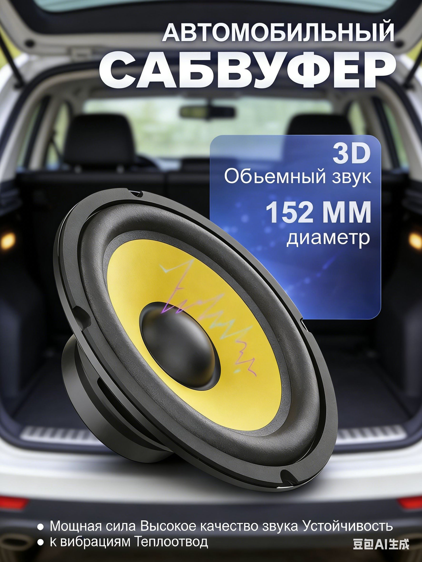 Сабвуфер автомобильный, 16 см (6 дюйм.)