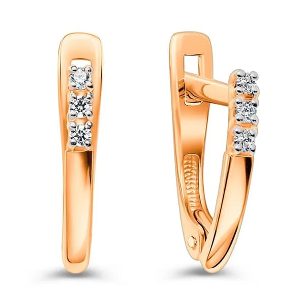 Серьги женские с бриллиантами из красного золота 585 пробы 585GOLD