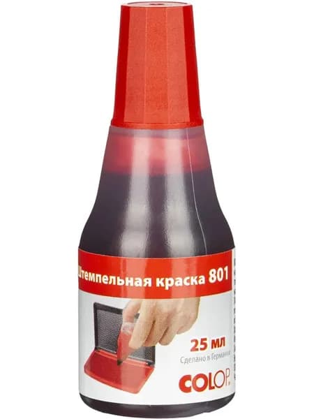 Краска штемпельная Colop 801 красная на водно-глицериновой основе 25 мл