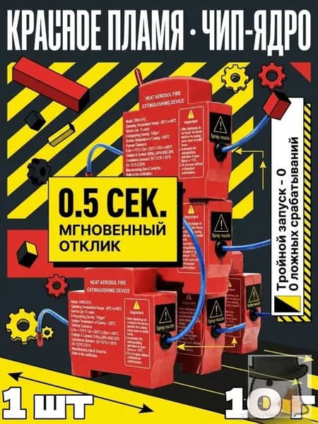 Тепловой аэрозольный огнетушитель для распределительных шкафов, Внутренняя структура средства пожаротушения 10 г, срок службы 10 лет
