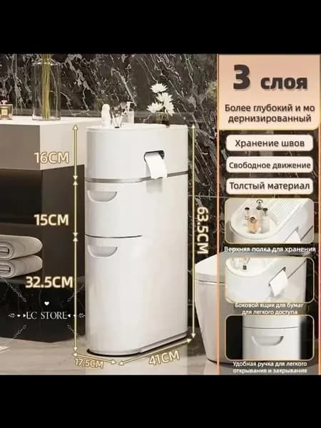 Тумба для ванной,, 41х17.5х63 см