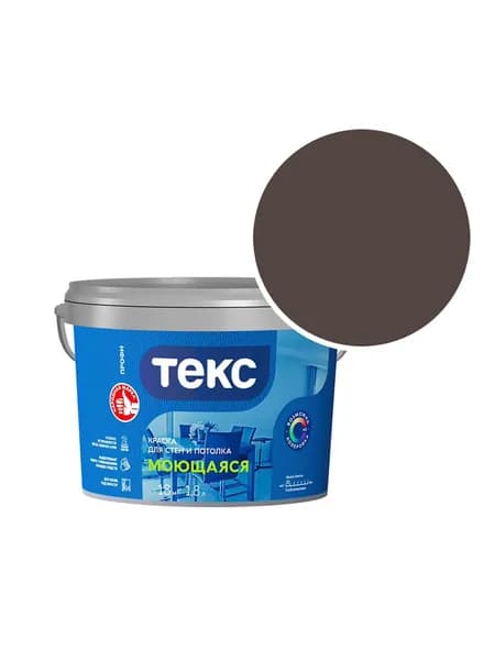 Краска моющаяся Текс Профи RAL 8017 (Шоколадно-коричневый - Chocolate brown) 1,8 л