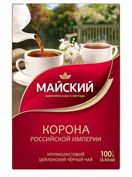 Чай листовой черный Майский Корона Российской Империи, 100 г