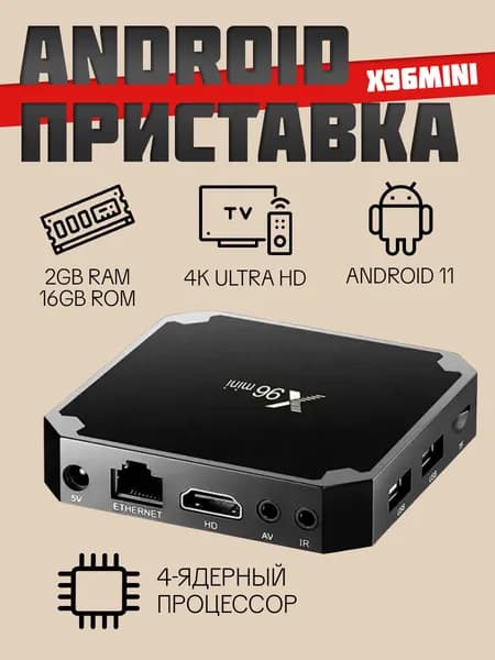 Смарт ТВ приставка Smart TV Box X96Mini 2/16 GB Android 11.0 медиаплеер ресивер для телевизора, тюнер