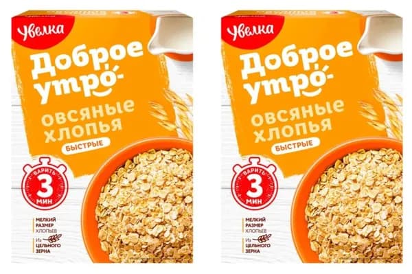 Увелка Хлопья овсяные Быстрые, 400 гр, 2 шт/