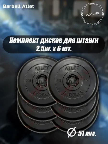 Комплект Дисков для гантелей и штанги MB Barbell 51мм 2,5кг. / 6 шт.