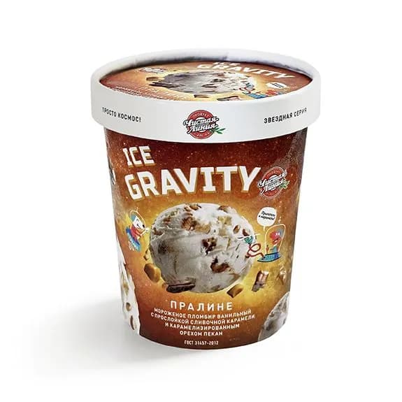 Мороженое Чистая линия пломбир Ice Gravity "Пралине", 270г