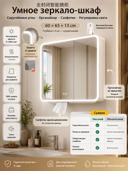 Тумба для ванной,, 60х13х65 см