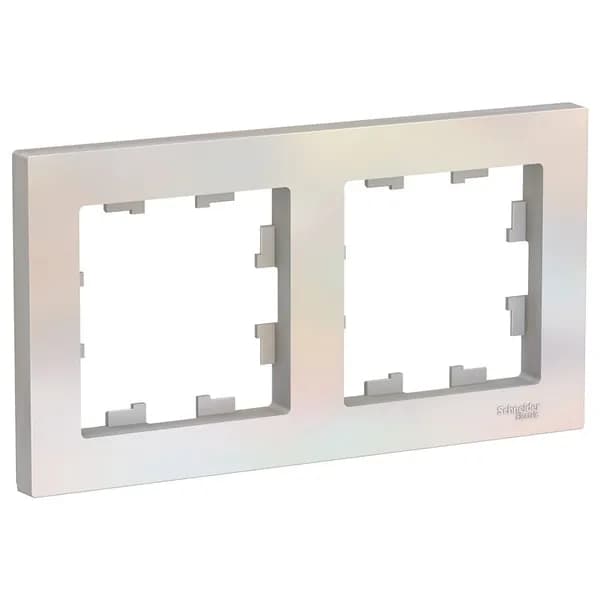 Рамка 2-постовая Шнайдер Systeme (Schneider) Electric AtlasDesign для розеток и выключателей, Жемчуг (матовая), ATN000402