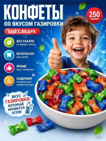 Конфеты китайские леденцы микс со вкусом газировки, 250г