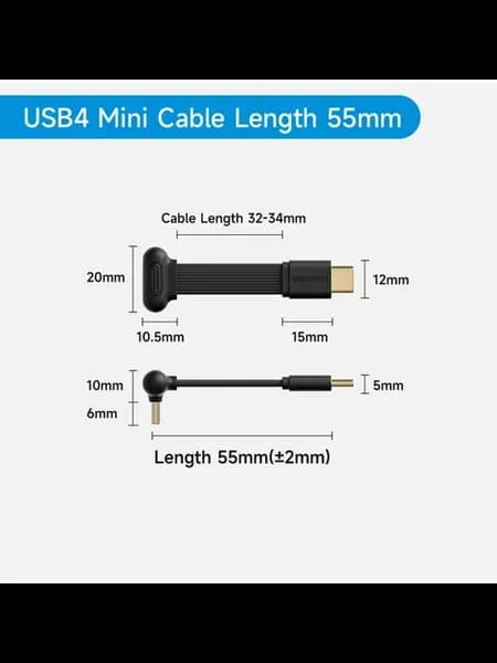 Кабель USB4 с угловым разъемом Type-C, мини-кабель д