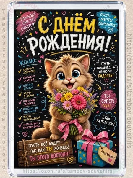 Магнит на холодильник "С днем рождения, все для тебя"