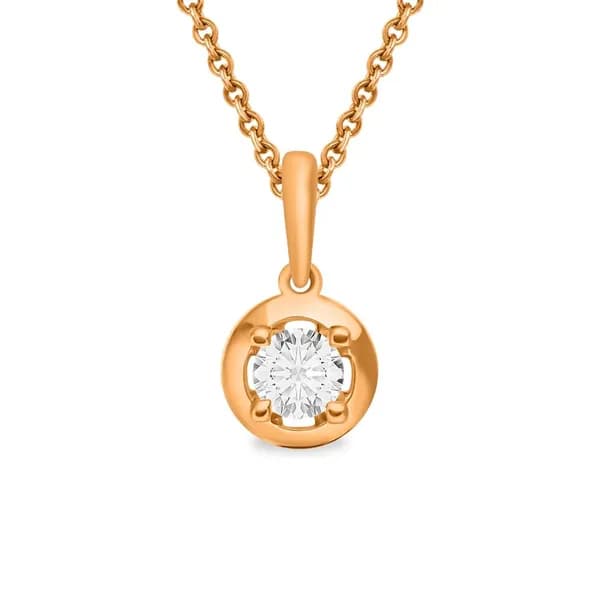 Подвеска на шею с фианитом из красного золота 585 пробы 585GOLD