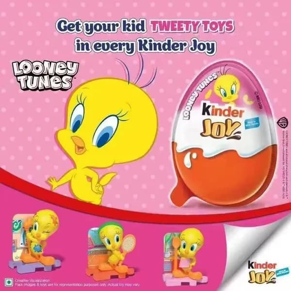 Kinder Joy Looney Tunes Tweety коллекционная игрушка-сюрприз для девочек и мальчиков, 1 шт. / Kinder Joy Tweety bird toy
