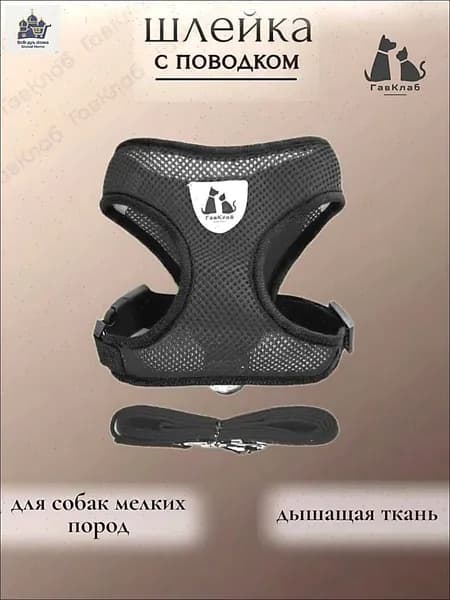 Шлейка для собак мелких и средних пород с поводком