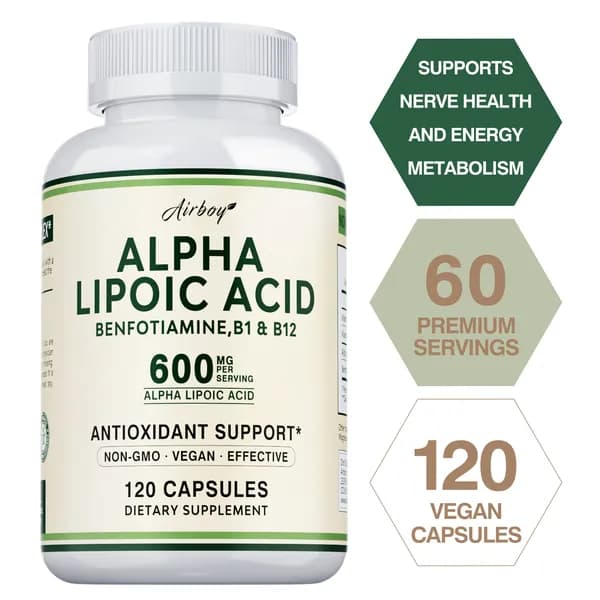 Биологически активная добавка Airboy Alpha-Lipoic Acid предназначена для поддержания здоровья нервной и сердечно-сосудистой систем, а также для содействия выработке энергии и детоксикации.