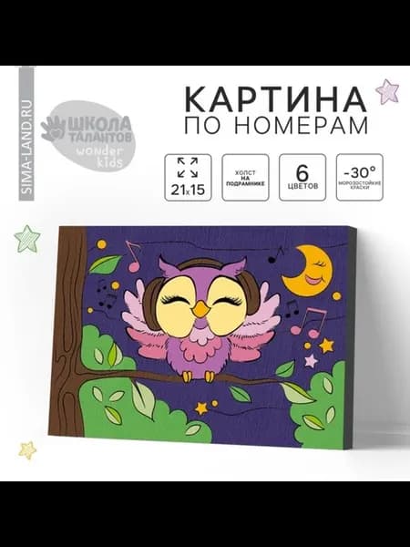 Картина по номерам Сова в наушниках 21х15 см