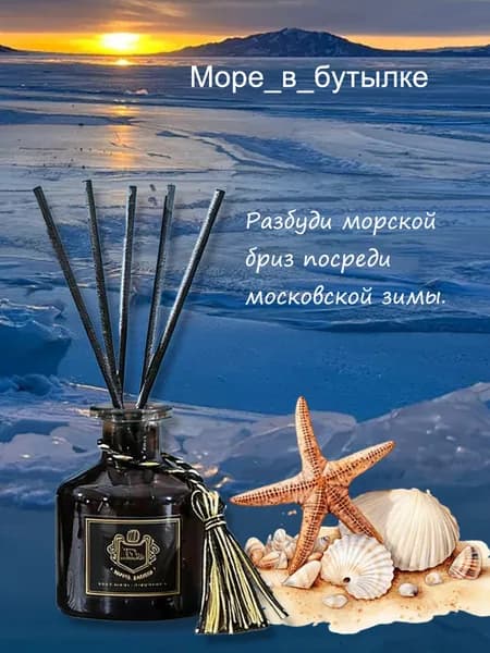 Диффузор ароматический для дома Moneysea 50 мл с палочками натуральные ароматы до 90 дней, парфюмированный набор для спальни и гостиной,Море