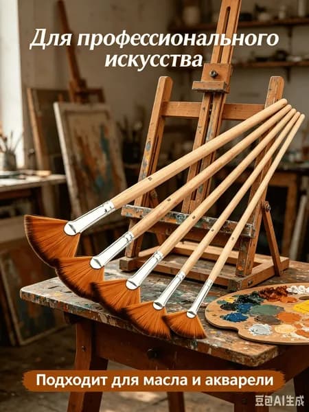 Кисть для рисования Веерная №00, 5 шт.