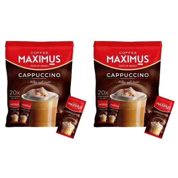 Maximus Кофейный напиток растворимый 3 в 1 Капучино, 20 пак по 25 г, 2уп