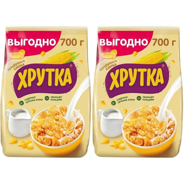Хлопья Хрутка кукурузные обогащенные кальцием 700 г, набор: 2 штуки