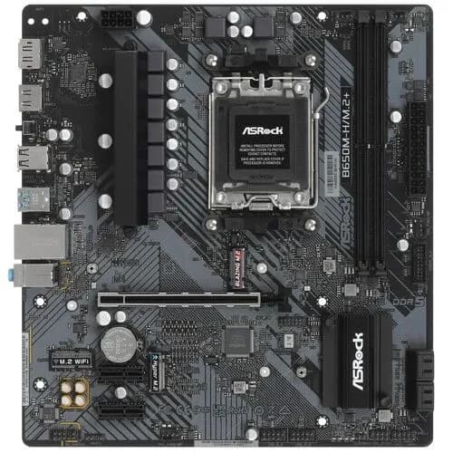 ASRock B650M-H/M.2+ [AM5, AMD B650, 2xDDR5-5200 МГц, 1xPCI-Ex16, 2xM.2, Micro-ATX], Материнская плата