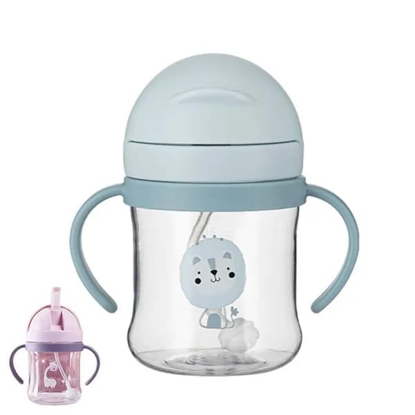 1шт Стакан для воды для детей в возрасте от 2 до 8 лет, соломенный стакан с ручкой, большой емкостью 250 мл, с гравитационным шариком