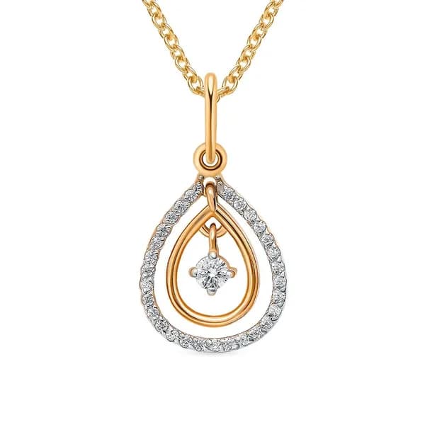 Подвеска на шею с фианитами из красного золота 375 пробы 585GOLD