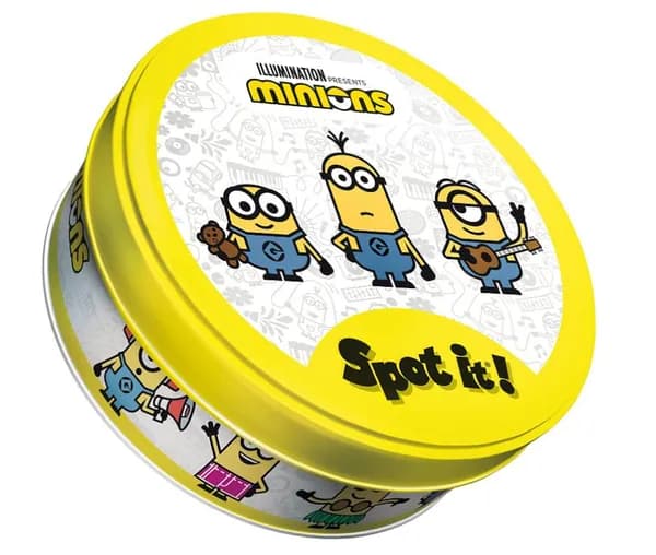 Spot it! настольная игра в металлической коробке, тема: Миньоны, 55 карт, для детей и взрослых