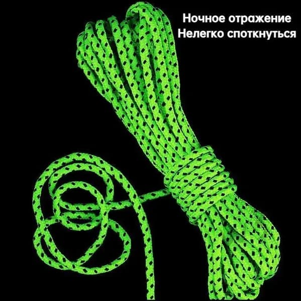 Популярный флуоресцентный шнурок для кемпингового навеса, 10 метров, светоотражающая веревка применяется-
