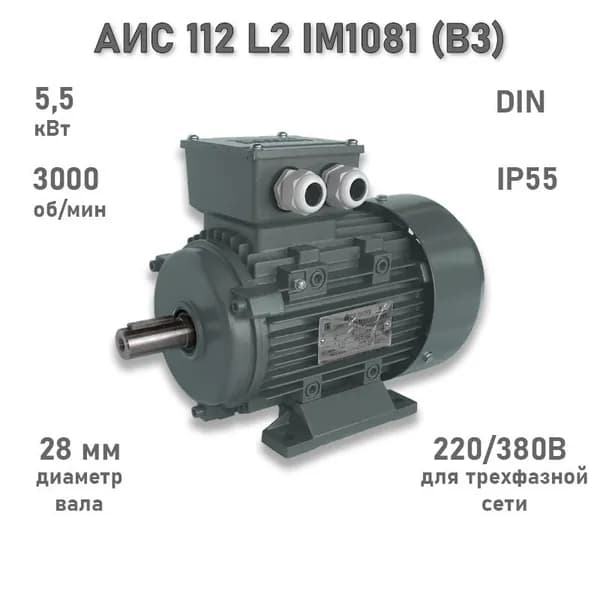 Электродвигатель ЭЛМАШ АИС 112 L2 IM1081 (B3) (5,5 кВт 3000 об/мин)