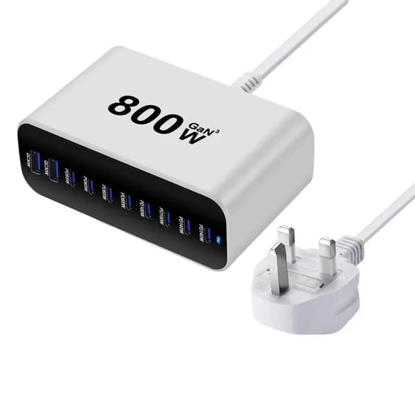 10-портовое зарядное устройство 800W, Белый - UK