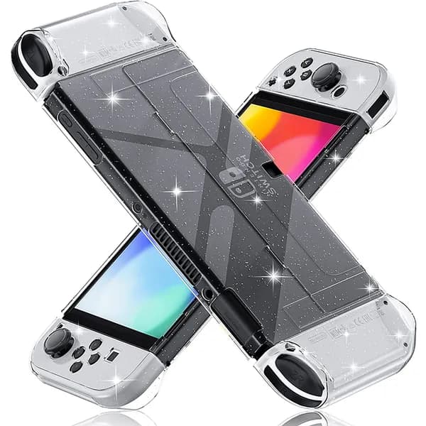 Блестящий чехол для Nintendo Switch OLED, защитная жесткая крышка для отверстий переключателя и контроллера Joy Con