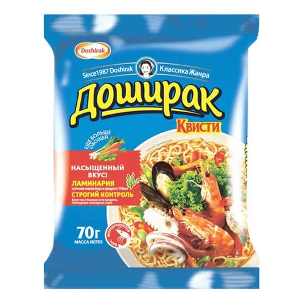 Лапша Doshirak Квисти с морепродуктами быстрого приготовления 70 г