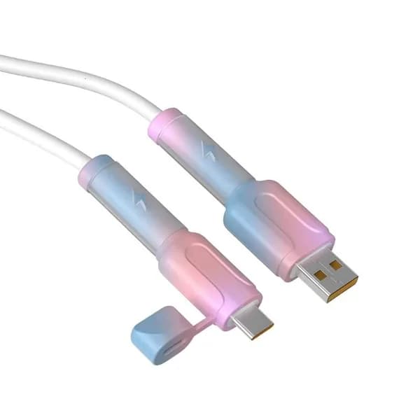 Эластичные защитные накладки для USB-кабеля, Розовый лавандово-голубой - Мобильная версия