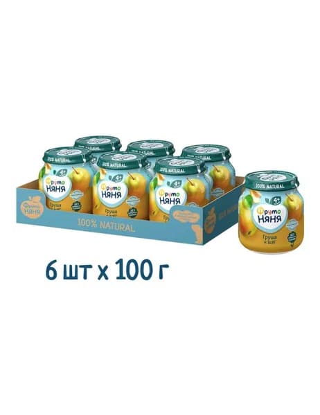 Пюре ФрутоНяня с 4 месяцев Груша 100г 6шт