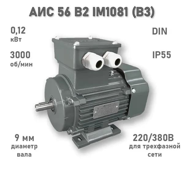 Электродвигатель ЭЛМАШ АИС 56 В2 IM1081 (B3) (0,12 кВт 3000 об/мин)