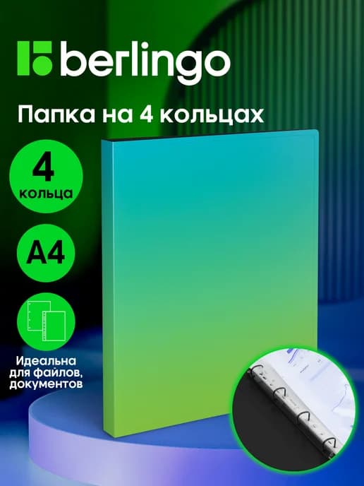 Папка на кольцах для документов и файлов, А4