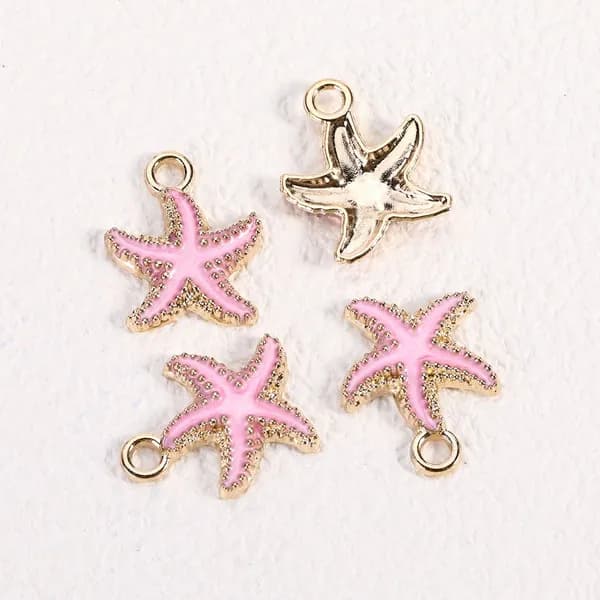 Кулоны-морские звёзды из сплава, подвески для бижутерии и брелоков 15*18mm 5шт розовый