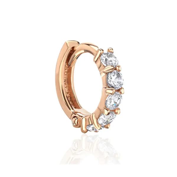 Серьга одиночная с фианитами из золота 375 пробы