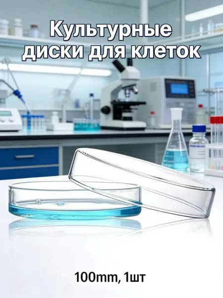 Чашка Петри 100 мм (1 шт), толщ. стенки 1,3 мм, Boro 3.3